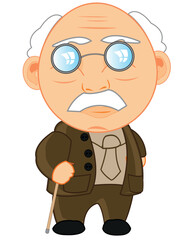 Old man in suit on white background is insulated