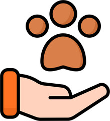 Orange hand holding cat paws
