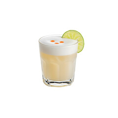 Classic pisco sour cocktail with lime garnish
