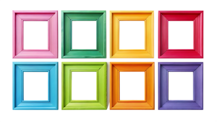 Set of modern decorative bright multi colour picture frames isolated on white background