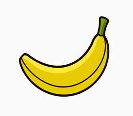 Single Ripe Yellow Banana Cartoon Illustration