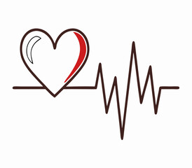 Heart Rate Monitor Icon: Red Heart with Pulse Graphic