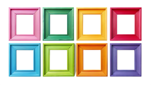 Set of modern decorative bright multi colour picture frames isolated on white background