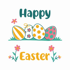 Happy Easter greeting card with decorated eggs
