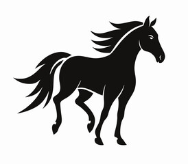 Black Horse Silhouette, Stallion, Equestrian Clipart