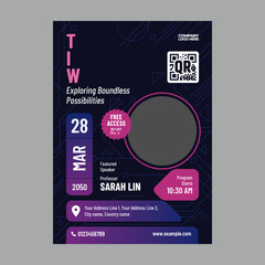 Fototapeta premium Online Workshop Flyer Template, Webinar Promotion Design, Minimal Modern Flyer Design for Digital Marketing