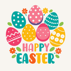 Happy Easter Colorful Eggs Design Illustration