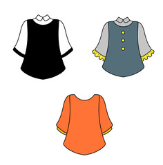 3 illustrations of women's clothes