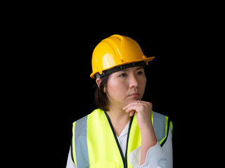 factory woman workers or technicians civil Engineer or Architecture project management thinking idea decision plan.