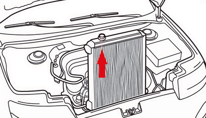Vehicle radiator replacement illustration, simplified understanding