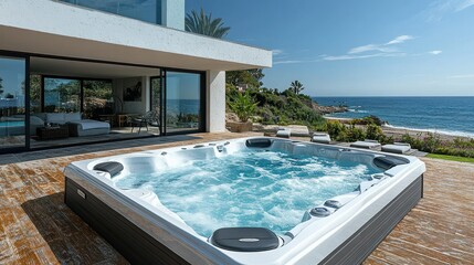 Modern hot tub ocean view