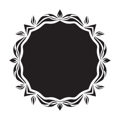 Symmetrical Black and White Floral Mandala Frame