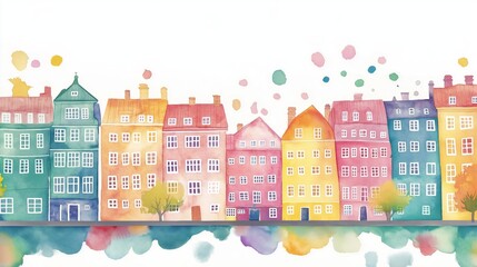 Nyhavn. Nyhavn hand drawn watercolor illustration