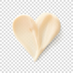 Beige cream hair conditioner texture heart shape isolated realistic vector illustration