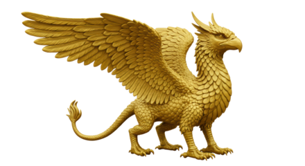 Isolated Golden Griffin Statue
