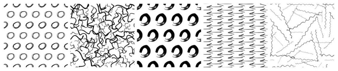 Set of seamless patterns with scribble smears