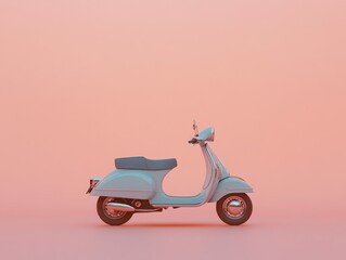 Pastel Vespa on Peach Backdrop: A Stylish Vehicle in a Dreamy Setting