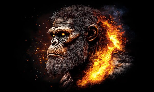 Fiery Gorilla Portrait