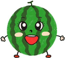 Smiling watermelon character