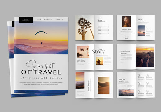 Travel Magazine Layout Template for Adventure Publications