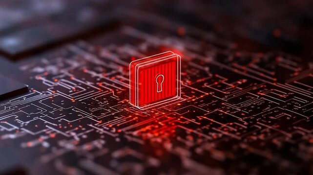 Cybersecurity: Digital Lock on Circuit Board