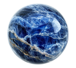 A blue stone with a blue and brown swirl pattern