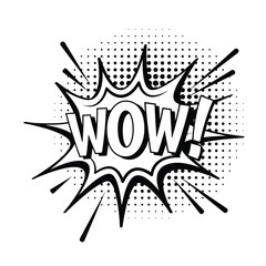 Comic-style speech bubble with bold text expression  WOW! Perfect for retro pop art design. Speech bubbles collection in black and white. Speech box. 