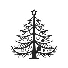 Fototapeta premium Christmas Minimalist Silhouette Vector in Black