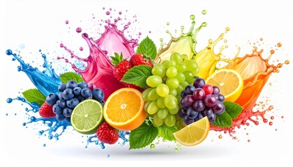 illustration graps juice splash isolated in white background 