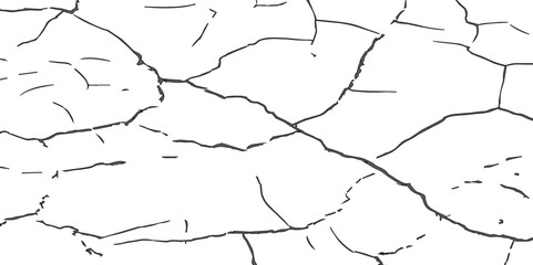 A high-contrast black and white image of cracked, dry earth with deep fractures spreading across the surface, resembling drought-affected soil or old peeling paint. 