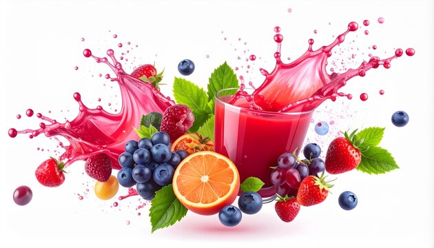 illustration graps juice splash isolated in white background 