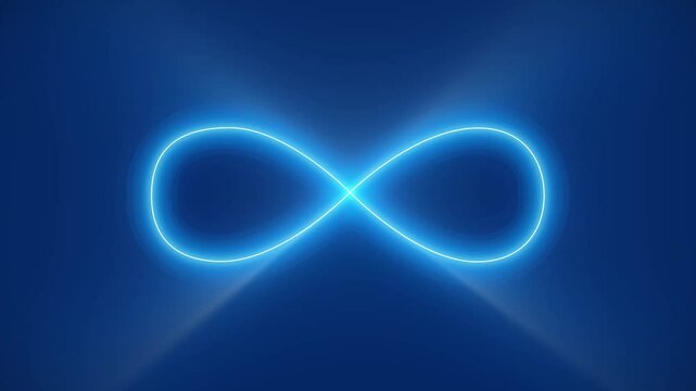  Glowing Blue Infinity Symbol Animation Set, Continuous infinite icon animated on black background. 