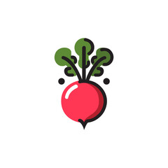 Radish icon in flat style.