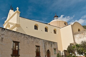 Church of Maria Santissima Addolorata in Santa Maria Salina village on Salina island. Aeolian (Lipari) islands. Italy. Europe.