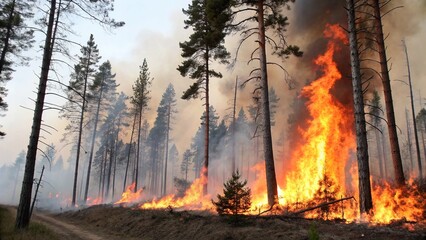 fire pine trees graphic photo