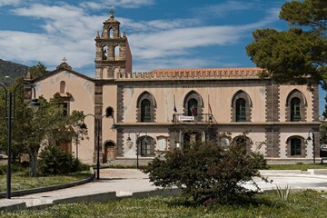 Church of Saint Antonio di Padova and Municipal Offices in Lipari town, Lipari island. Aeolian (Lipari) islands. Italy. Europe.