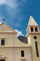 Church Chiesa di San Vincenzo in Stromboli village on Stromboli island. Aeolian (Lipari) islands. Italy. Europe.