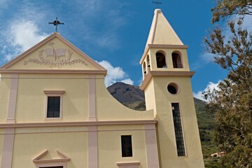 Church Chiesa di San Vincenzo in Stromboli village on Stromboli island. Aeolian (Lipari) islands. Italy. Europe.
