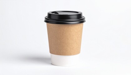 Minimalist Blank Kraft Coffee Cup for Takeaway, paper cup, Take-out coffee cup. Isola