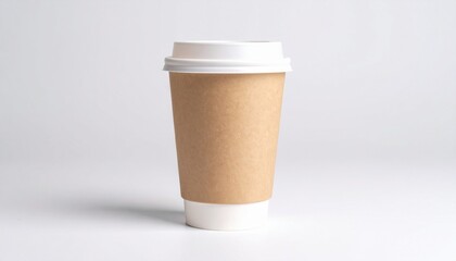 Minimalist Blank Kraft Coffee Cup for Takeaway, paper cup, Take-out coffee cup. Isola