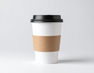 Minimalist Blank Kraft Coffee Cup for Takeaway, paper cup, Take-out coffee cup. Isola