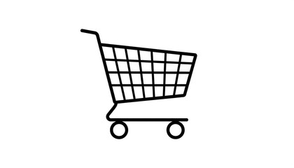 Shopping Cart Icon with Line Art.