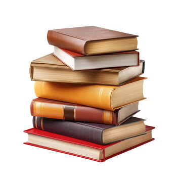 stack of old books on transparent background