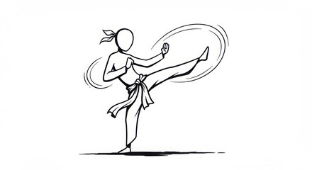 Fototapeta premium Dynamic Martial Arts Figure in a Powerful Kick