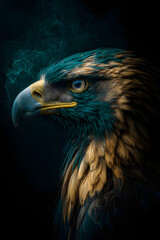 Obraz premium Wildlife portrait of a bald eagle with intense eye and sharp beak, showing its majestic feathers and powerful head as a bird of prey