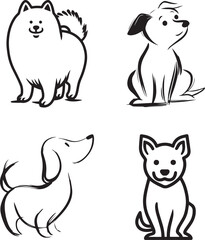 Dog Line Art Collection. Minimalist Cartoon Puppy Vector Icons. Vector illustration