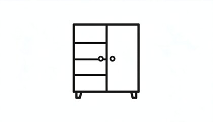 Simple Cabinet Line Icon.