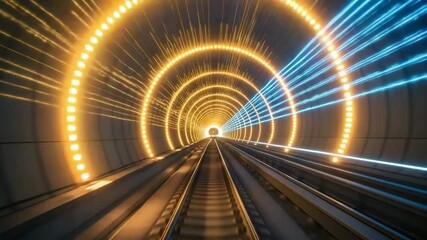 Night light trails from fast-moving traffic create an abstract blur on urban roads, highways, and tunnels, showcasing the speed of cars in motion - Powered by Adobe