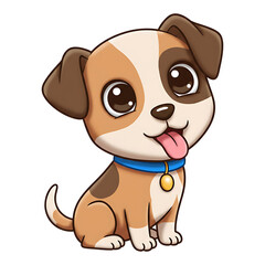 Fototapeta premium Cartoon puppy sitting sideways with sweet expression, ideal for pet-themed content and children's books