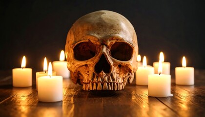 Skull  Candles with Dark Still Life.